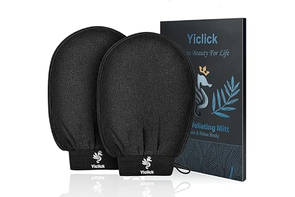 Yiclick Exfoliating Gloves 2 Pcs, Body Scrubber for Bath Shower Exfoliation, Body Scrub Exfoliator for Dead Skin Remover, Dee