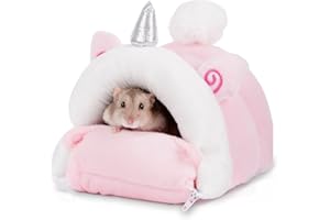 JOUSONTY Hamster Hideout, Hamster Bed, Hamster House, Hamster Hides for Cage, Terrarium, Habitat Decor, Medium, Pink, 5.91×5.91×4.72 Inch