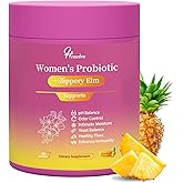 Her Juicy Women's Probiotic Gummies: Supports Women’s Wellness & pH Balance, Clean Vegan, Pineapple Flavor, Prebiotics & Lactobacillus Blend, with Slippery Elm, Gut Health & Immune Defense, 60 Gummies