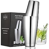 Boston Cocktail Shaker, Bar Bartender Shaking Tins Weighted 28oz Unweighted 18oz for Bartending, Martini Shakers Stainless Steel for Drink | Boston Shaker Set | Silver, by Plat Star
