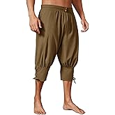 Runcati Mens Pirate Shorts Medieval Renaissance Banded Pants Viking Navigator Halloween Costume