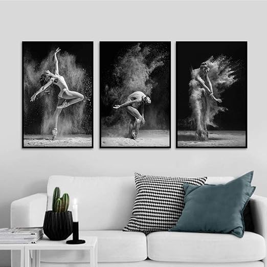 Cnhnwj Blanco Negro Danza Cuerpo Pared Arte Lienzo Pintura Al Oleo
