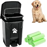 Dog Waste Container Outdoor Dog Poop Trash Can Outside Dog Poop Bin | Dog Poop Garbage Can with Lid Inner Bin Waste Bag, Large Capacity Outdoor Trash Can for Dog Poop Backyard Garden, Black