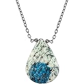 Shivangi Gems Natural Gemstone Pendant Necklace Lightweight Crystal Necklace Handmade Jewelry Everyday-Wear Jewelry for Women Adjustable Black Plated Chain 18 IN