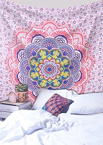 Sweet Threads 6 colour Indian Hippie Mandala Wall Hanging Throw Bohemian Bedspread Queen Size 210 X 230 Tapestry