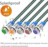 Gebeldet 8mm LED Indicator Light 3-9V DC Metal Signal Lamp Waterproof Dash Car view 5