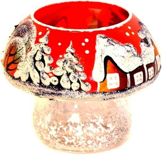 Amazon Com Xmas Gifts Red Winter Round Candle Holder Christmas New Year Design Glass Candleholder Candle Stand Home Kitchen