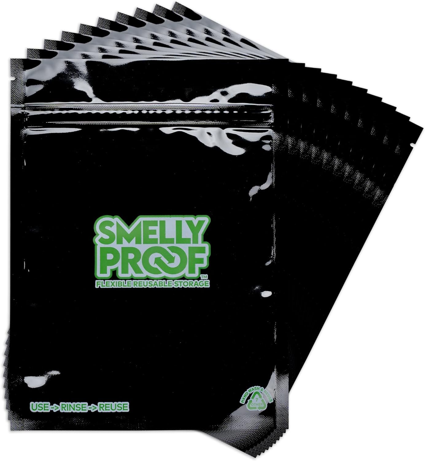 5x Black Smelly Proof Resealable Bags Choose from 6 Sizes (MEDIUM 18CM X 20CM)