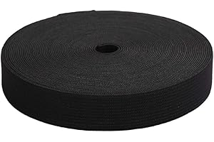 MYUREN 1 Inch by 20 Yard Black Heavy Stretch High Elasticity Elastic Spool Knit Elastic Bands for Sewing