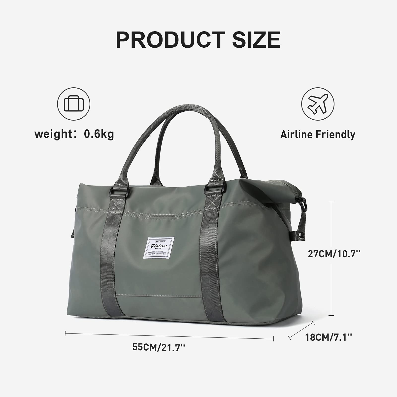 Travel Bag Women's Sports Bag Hand Luggage Bag Weekender Bag Swimming Bag Waterproof Travel Bag Duffle Bag Fitness Bag Training Bag Women for Travel Gym Green, olive green, Fashionable