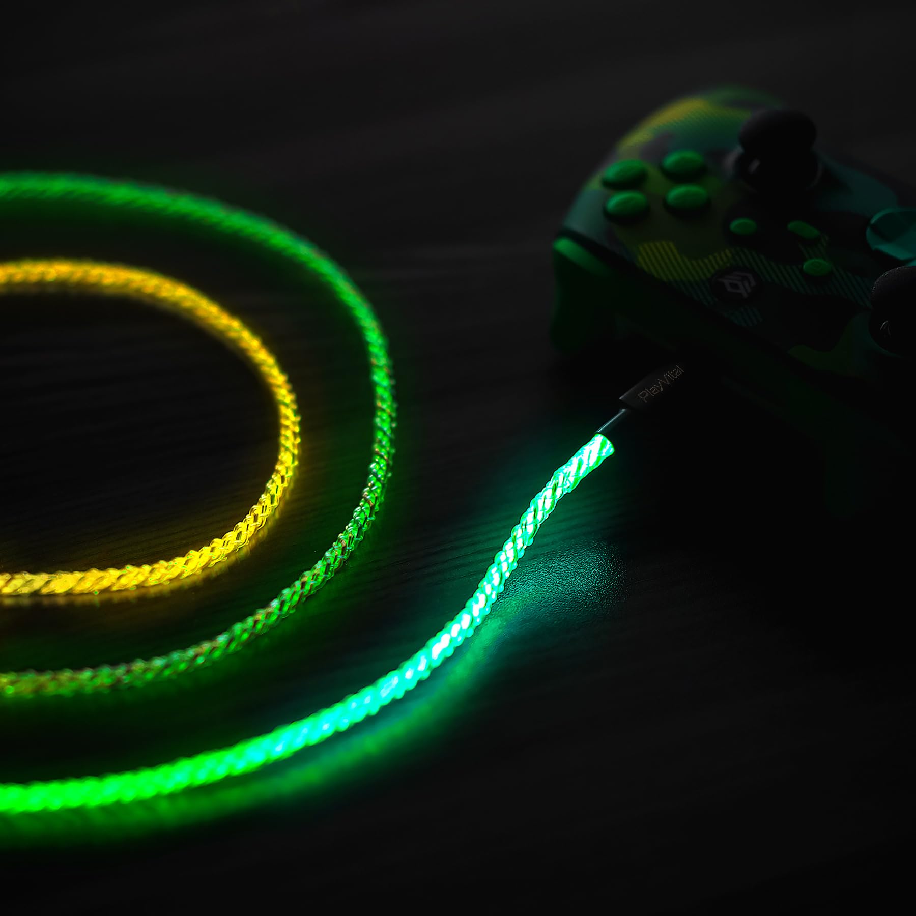 6.56FT Illuminated Charging Cable for ps5 for ps5 Edge Controller, Type C to C Charging Cord for Gamepad, Universal LED Light Up Data Cord for Xbox Core/Elite Series 2/Switch Pro Controller