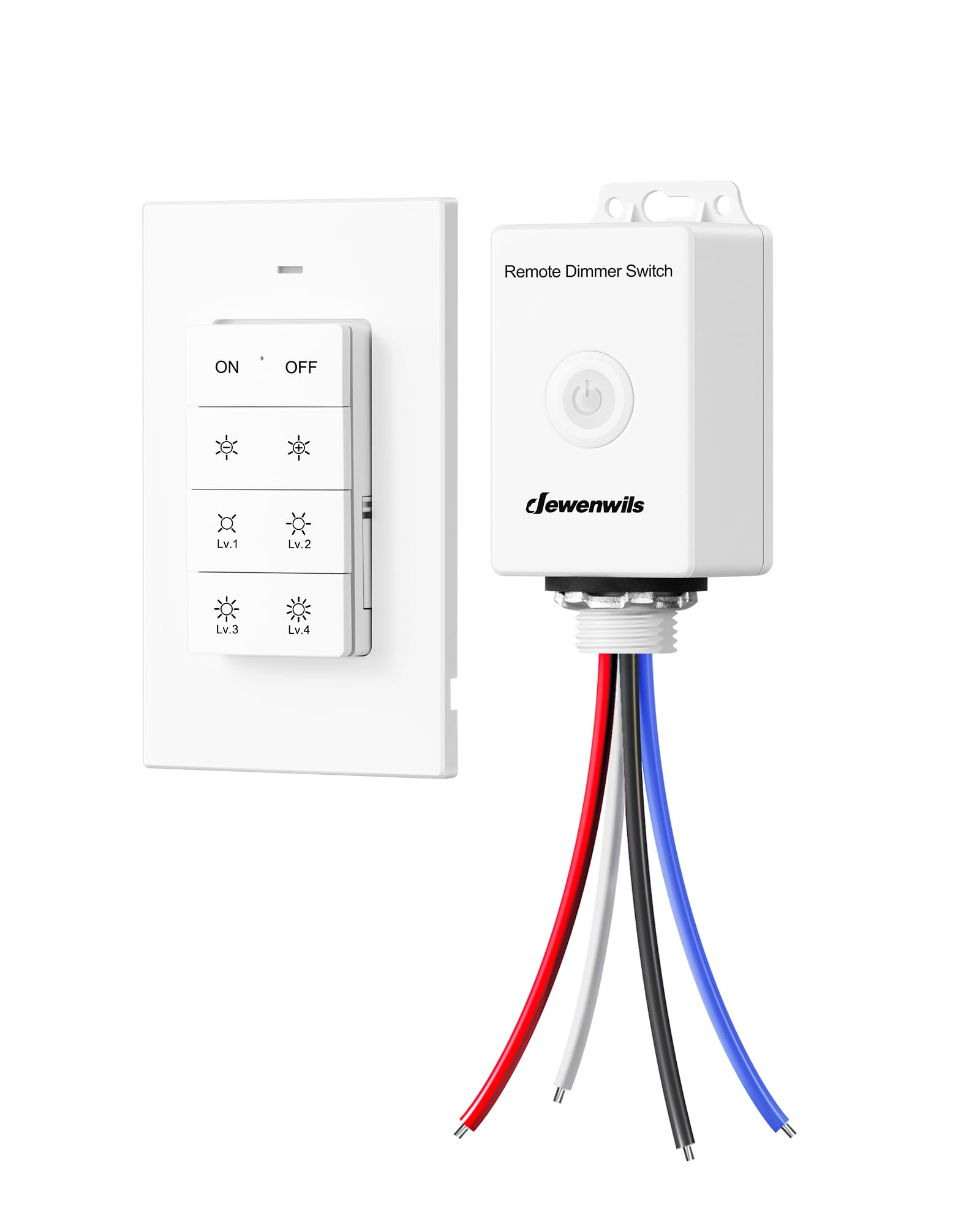 Photo 1 of DEWENWILS Wireless Dimmer Switch Kit, Single Pole Wireless Light Switch and Receiver Kit, No Wiring, No WiFi, 100FT Remote Control Switches for Outdoor Lighting, Ceiling Lights, Fans, Lamps