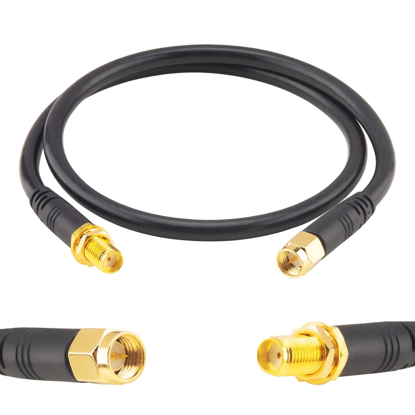 Boobrie Upgraded SMA Female to Male 50CM RG58 SuperFlex RG58 SMA Coaxial Cable Male to Female WiFi Antenna Cable 50ohms for 3G 4G LTE Low loss Wireless Router