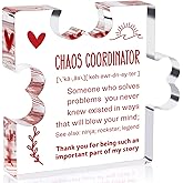 TuSuQing Chaos Coordinator Thank You Gifts Bday Gifts for Office Staff Appreciation Gift for Boss Lady Coworker Manager Coach Mom Wedding Planner Secretary Teacher Irregular Acrylic Decor Table Signs