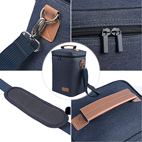 Insulated Wine Carrier Tote - Samshow 4 Bottle Wine Carrier with Shoulder Strap, Padded Protection, and Corkscrew for Travel, Camping and Picnic, Perfect Wine Lover (dark blue)