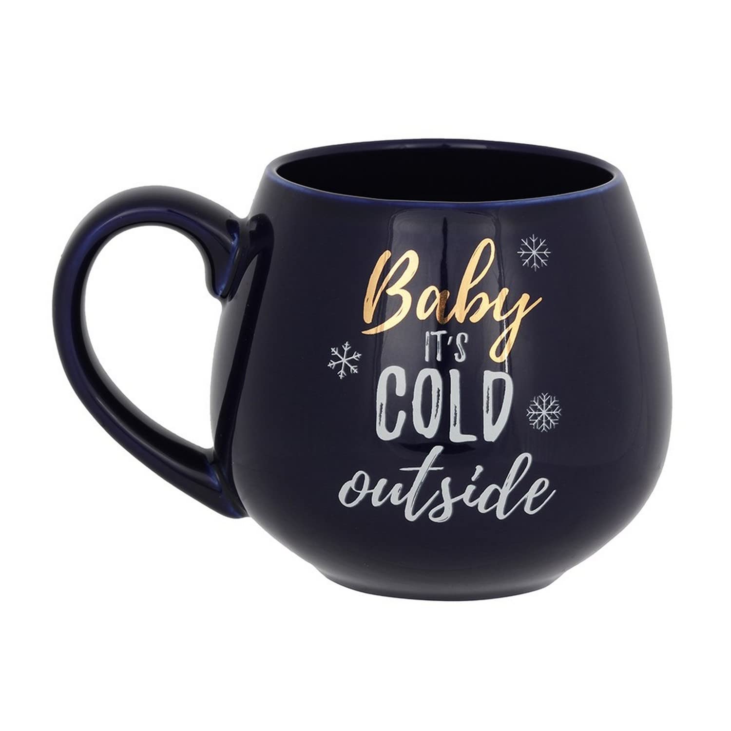 Something Different 'Baby It's Cold Outside' Boxed Mug - Rounded Blue Mug with White and Gold Text