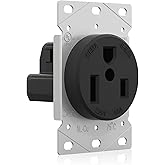 ELEGRP 50 Amps 250V Flush Mounting Power Outlet, NEMA 6-50R Receptacle, Straight Blade Welder Outlet, Heavy Duty, Grounding, 