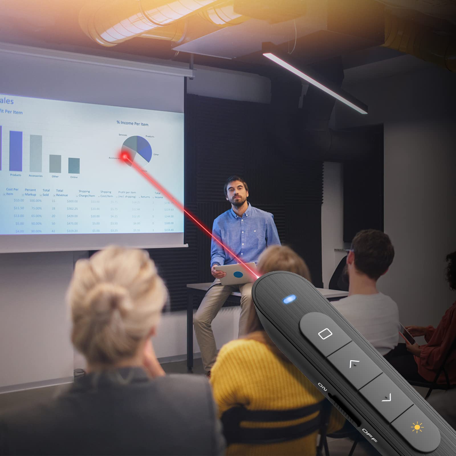Presentation Clicker PowerPoint Clicker with Laser Pointer, Wireless Presenter Remote Slide Clicker for Powerpoint Presentations for Mac, Keynote, Computer, Laptop