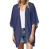 Moss Rose Women's Beach Kimono Coverup Sheer Chiffon Cover Ups, Casual Loose Open Front Cardigan Tops