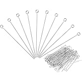 PATIKIL 100Pcs 304 Stainless Steel Jewelry Eye Pins 70mm 22 Gauge Silver Open Eye Pins for Jewelry Making DIY Craft Necklaces Bracelets Earrings