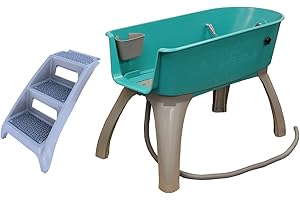 Booster Bath Elevated Pet Bathing X-Large with Step Combo (Combo), Teal, Model:BB-XL-Step
