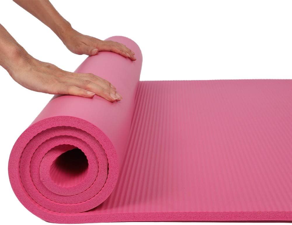 Pilates Mat,0.4 inch Thick Foam Yoga Mat, Non Slip Exercise Mat with Carrying Sling,71-Inch Long Comfort Health And Fitness Extra Thick Mats (Pink)