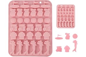 Golf Silicone Mold, 32 Cavity Pink Golf Ball Chocolate Molds for Cake Pops Sport Decoration Candy Fondant Ice Cubes DIY Bakin