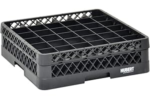 THE VOLLRATH COMPANY, LLC Vollrath Traex Black Plastic 36 Compartment Dishwashing Rack with One Open Extender - 19 3/4"L x 19 3/4"W x 5 9/16"H