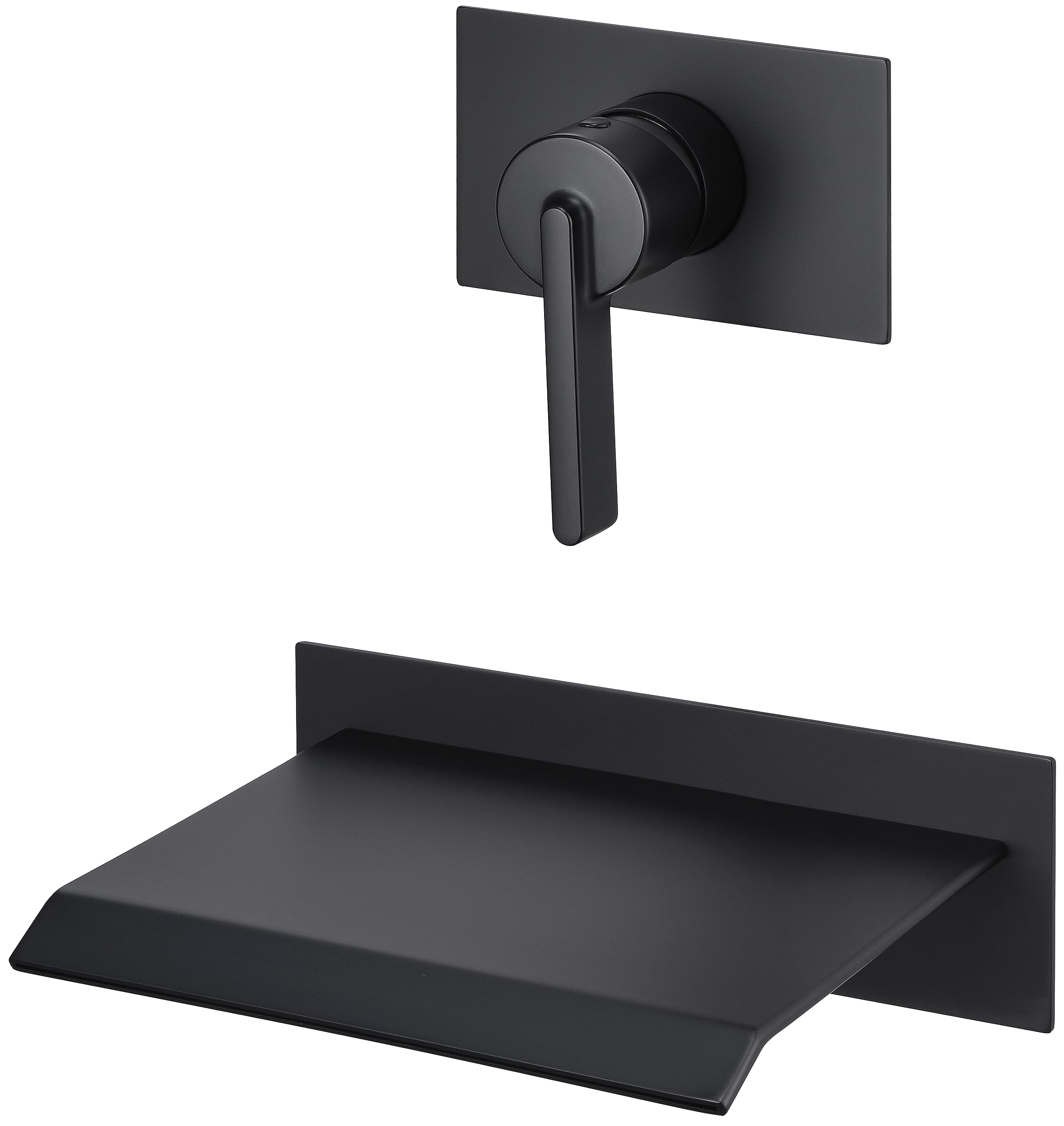 Photo 1 of SITGES High Flow Wall Mount Tub Filler, Single Lever Handle Control with Large Waterfall Tub Spout, Pressure Balance Rough in Valved Included, cUPC Certificated, Matte Black