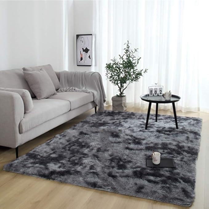 JRMU Gray 4cm Thick High Pile Area Rug,rectangle Indoor Ultra Soft Cozy