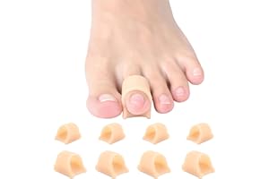 Byehambuni Gel Hammer Toe Straightener - 8 Pack Hammer Toe Corrector - Toe Straighteners for Curled Toes - Elevate Toe-Tip, Soothes Top Corn - Fits for Women and Men - Beige (4Medium+4Small Size)