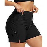 Wrakus Women's 5" Long Swim Board Shorts High Elastic Waisted Quick Dry Shorts