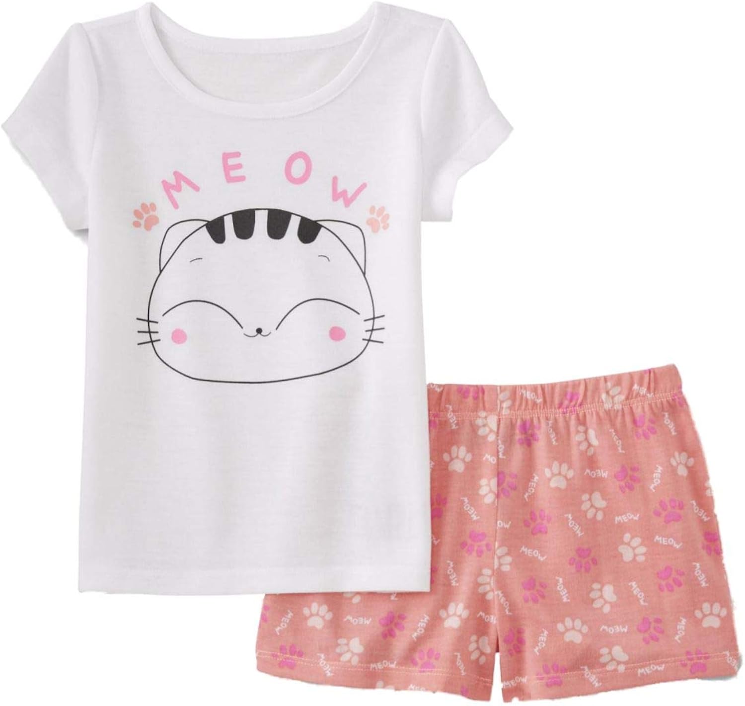 Infant & Toddler Girls Kitty Cat Pajamas Lightweight Meow