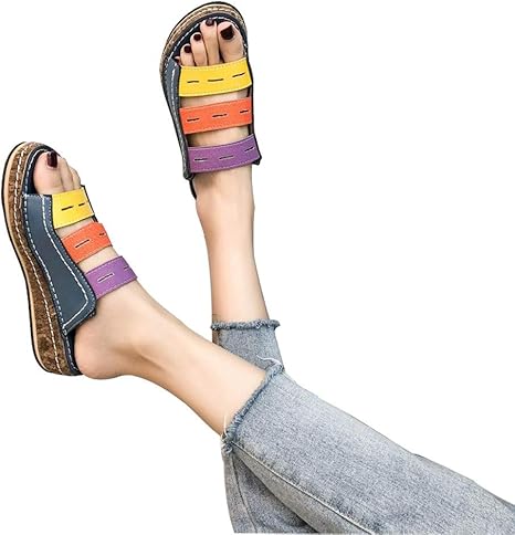 Amazon Co Jp サンダル レディース 夏 おしゃれ厚底 ウェッジソールサンダル靴ハルクス外反母趾痛み救済サンダルちょう結び野生の女性夏のビーチ屋外スリッパ ブルー Us 5 ホーム キッチン