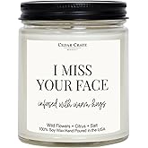 Cedar Crate Market - I Miss Your Face Candle, Wild Flowers Citrus Salt Scented, Funny Missing You Gift for Long Distance Friends Family Coworkers, Friendship Gifts for Women, Hand Poured in USA