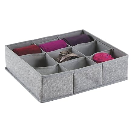MetroDecor mDesign Stoffbox für Schrank oder Schublade, 9 Fächer – die ideale Aufbewahrungsbox (Stoff) – flexibel verwendbare