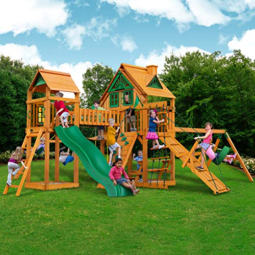 Gorilla Playsets 010055AP Pioneer Peak Treehouse Wooden Swing Set