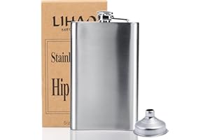 LIHAO 10OZ Hip Flask with Funnel Stainless Steel Portable Pocket Flask Leak-proof