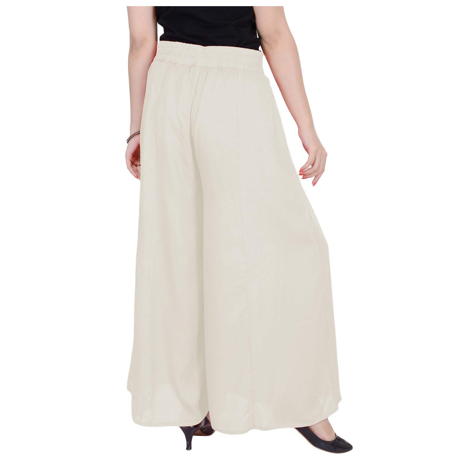 srisaras premuim off-white rayon palazzo for women and girls