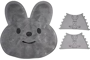 Non-Slip Bath Mat with Foot Washing Brush and Back Massage - Silicone Anti Slip Bathtub Mat for Shower Floor, Exfoliating Foo