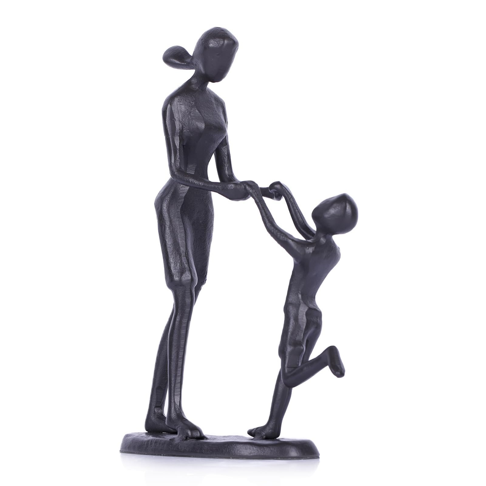 Photo 1 of orenm 7.8" Iron Mother and Son Statue, Cast Iron Figurines Memorial Gifts for Mother's Day, Son Birthday, Abstract Sculpture for Living Room, Shelf, Office,Emotional Home Decor?Mother Son Dance?