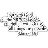 (3Pcs) But with God All Things are Possible Stickers God Stickers Faith Stickers Decal Waterproof Vinyl Stickers Adult for Laptop Kindle Car Tumbler Water Bottle Mug Phone Notebook Size 3”x1.2”