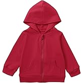 ROMPERINBOX Unisex Solid Baby Sweatshirts Hoodies, Lightweight Full Zip-up Jackets Coat 0-24 Months