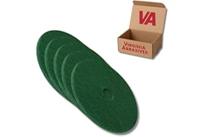 Virginia Abrasives 13" Green Floor Maintenance Pads - Heavy-Duty Non-Woven Pads for Deep Cleaning and Stripping for Orbital Machines, 5-Pack