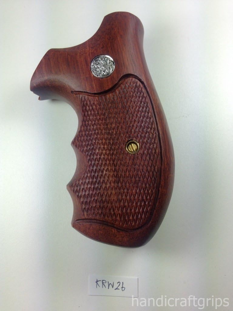 Smith & Wesson K/l Frame Round Butt Revolver Grips Hardwood Finger Groove Checkered Handmade #Krw26