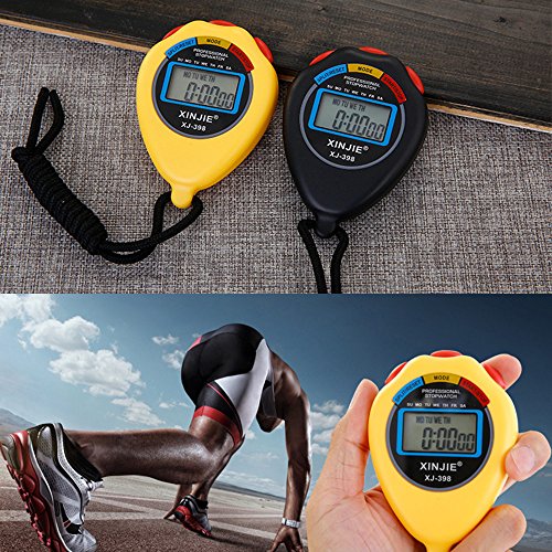 Aobiny Stopwatch, Stop Watch LCD Digital Professional Chronograph Timer Counter Sports (Black)