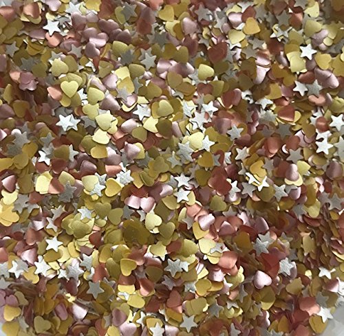 RED HEARTS, GOLD HEARTS AND STARS MIX EDIBLE GLITTER 0.06 Ounce Oz. (Gold Hearts, Silver Stars) For cakes, cupcakes,flakes, cookies, decoration, toppers By OH! SWEET ART