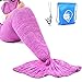 LAGHCAT Mermaid Tail Blanket Crochet Mermaid Blanket for Adult, Soft All Seasons Snuggle Mermaid Sleeping Bag Blankets, Classic Pattern, (56