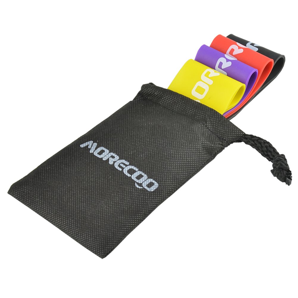 Kit Bandes en Boucle Exercice Yoga et Musculation, MORECOO Latex Naturel Pur Bandes Elastiques pour Musculation, Yoga, Rééducation, Tractions Perte de poids et d\'Autres Sports pour Homme et Femme [4Lots]