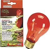 Zilla Reptile Terrarium Heat Lamps Incandescent Bulb, Night Red, 150W